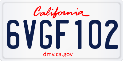 CA license plate 6VGF102
