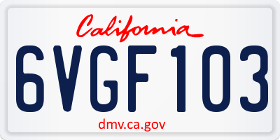 CA license plate 6VGF103