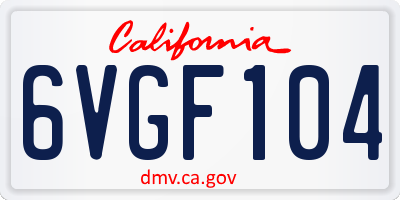 CA license plate 6VGF104
