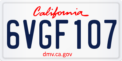 CA license plate 6VGF107