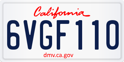 CA license plate 6VGF110
