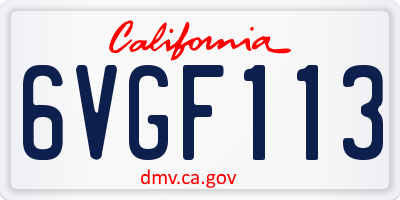 CA license plate 6VGF113