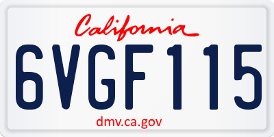 CA license plate 6VGF115