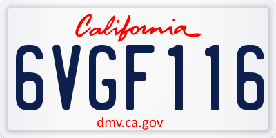 CA license plate 6VGF116