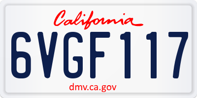 CA license plate 6VGF117