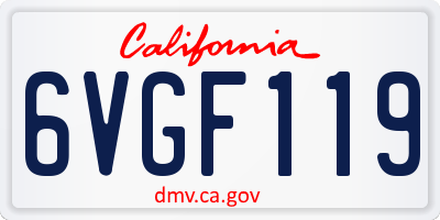 CA license plate 6VGF119