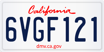 CA license plate 6VGF121