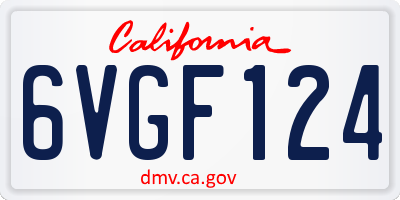 CA license plate 6VGF124