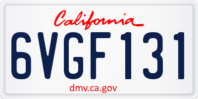 CA license plate 6VGF131