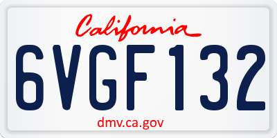CA license plate 6VGF132