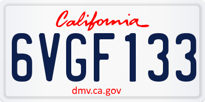 CA license plate 6VGF133