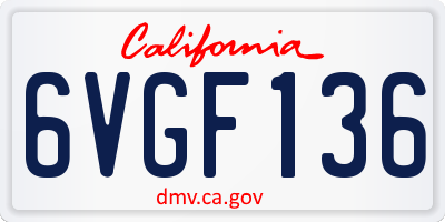 CA license plate 6VGF136
