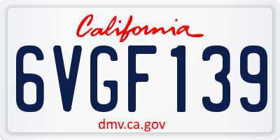 CA license plate 6VGF139