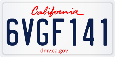 CA license plate 6VGF141