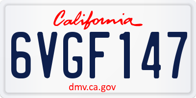 CA license plate 6VGF147