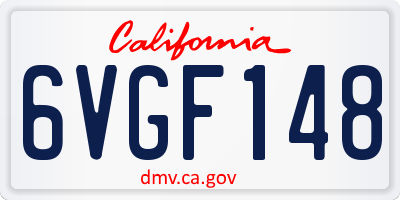 CA license plate 6VGF148