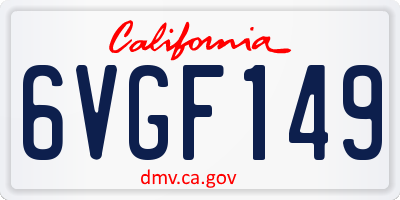 CA license plate 6VGF149