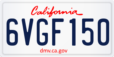 CA license plate 6VGF150