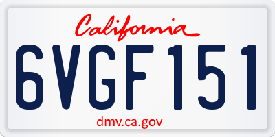 CA license plate 6VGF151