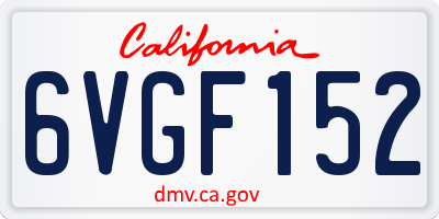 CA license plate 6VGF152