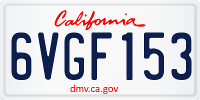 CA license plate 6VGF153