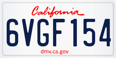 CA license plate 6VGF154