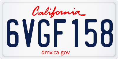 CA license plate 6VGF158