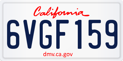 CA license plate 6VGF159