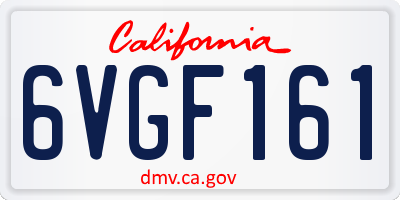 CA license plate 6VGF161