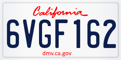 CA license plate 6VGF162