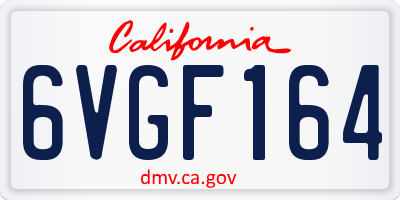 CA license plate 6VGF164