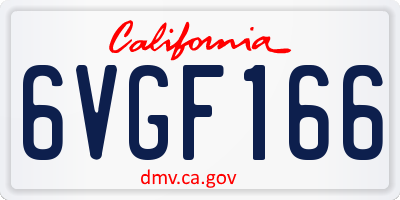 CA license plate 6VGF166