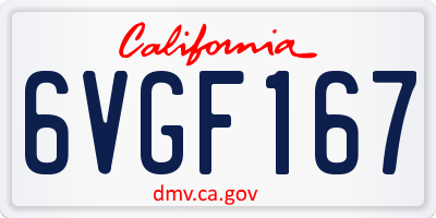 CA license plate 6VGF167