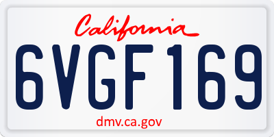 CA license plate 6VGF169