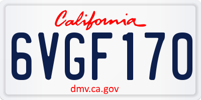 CA license plate 6VGF170
