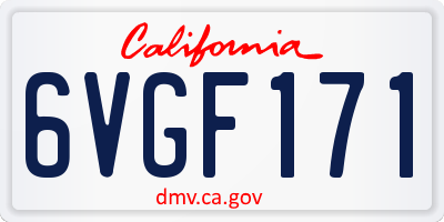 CA license plate 6VGF171