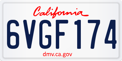 CA license plate 6VGF174
