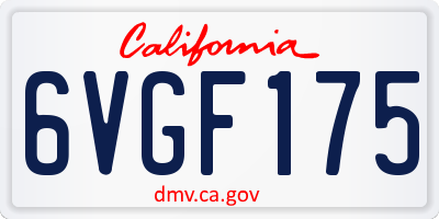 CA license plate 6VGF175