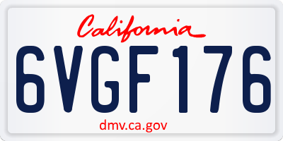 CA license plate 6VGF176