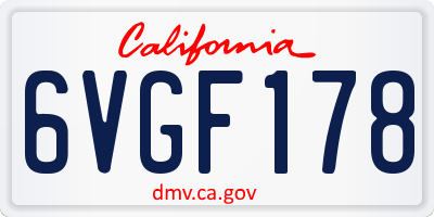 CA license plate 6VGF178