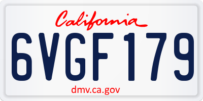 CA license plate 6VGF179