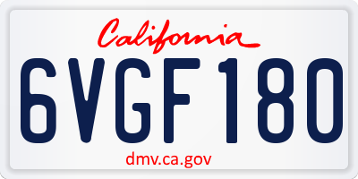CA license plate 6VGF180