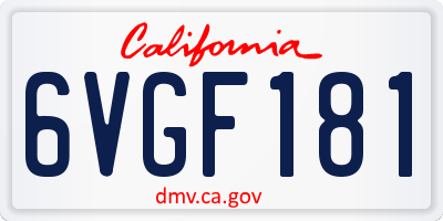 CA license plate 6VGF181