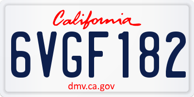 CA license plate 6VGF182