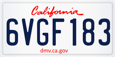 CA license plate 6VGF183