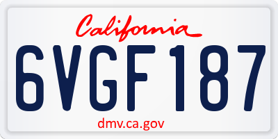 CA license plate 6VGF187