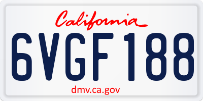 CA license plate 6VGF188