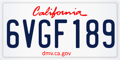 CA license plate 6VGF189
