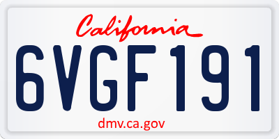 CA license plate 6VGF191