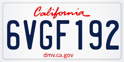CA license plate 6VGF192